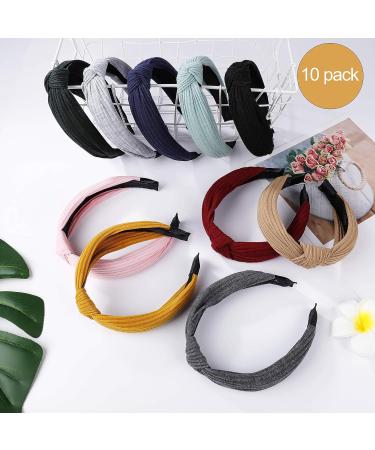 MaoXinTek 10 PCS Vintage Non-Slip Wide Hairbands for Women & Girls - Multicolor Knot Headbands - Buy Online on GoSupps.com