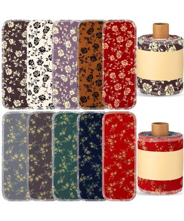 Vitalcozy 50 pieces reusable toilet towels washable bidet towels reconnectable towels paperless towels roll absorbent cotton towels paper towels for kitchen retro flower