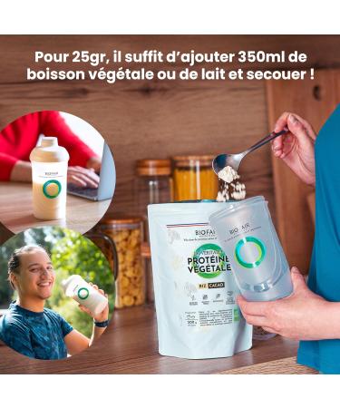 BIOFAIR NUTRITION - Vegan Vegetable and Organic Protein - Based on Organic Rice and Cocoa - Healthy 100% Natural and Responsible - 20 Doses of 25 Gr - 500 Gr - Buy Online on GoSupps.com