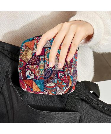 Mandala Bohemian Sanitary Napkin Storage Bag | Portable Menstrual Cup Pocket with Zipper for Teenage Girls & Women - Buy Online on GoSupps.com