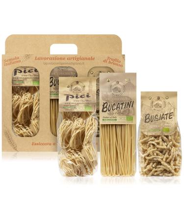 Morelli Busiate, Pici, and Bucatini Organic Pasta Variety Pack - Imported Italian Pasta Sampler - Specialty Assortment Includes Three-17.6 oz Packages of Gourmet Pasta from Italy