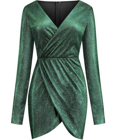 Shop Hanxiulin Sequin Dress - Sexy V-Neck Bodycon Evening Dress | Elegant Green Pencil Dress in 3XL - Buy Online on GoSupps.com