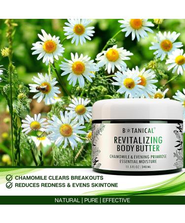 Botanical Revitalizing Body Butter | Organic Evening Primrose & Chamomile | Natural Skincare | 11.5 fl oz (340 ml - Buy Online on GoSupps.com