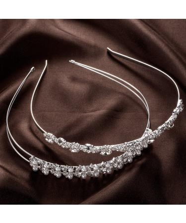 Rhinestone Wedding Headband Set - Crystal Flower Girl Crown Tiara for Bride & Bridesmaids - Faux Pearl Headdress for Wedding Party - Buy Online on GoSupps.com