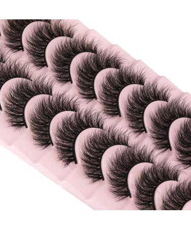 wiwoseo False Eyelashes Natural Wispy Faux Mink Lashes Fluffy Curly Crossing 16MM 3D Effect Eyelashes 10 Pairs Pack