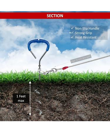 Durable 3m Dog Leash with Steel Spiral Ground Skewer - Ideal for Outdoor Activities & Camping Supports Dogs Up to 57kg - Pack of 1 - Buy Online on GoSupps.com