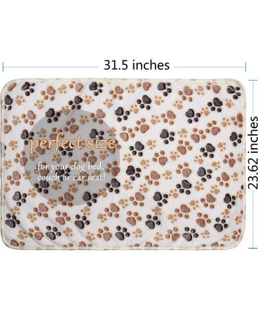 Innext 3 Pack Puppy Blanket for Pet Cushion - Soft Warm Sleep Mat for Small Dogs and Cats - Paw Print Design in Brown, Pink, and White - Buy Online on GoSupps.com