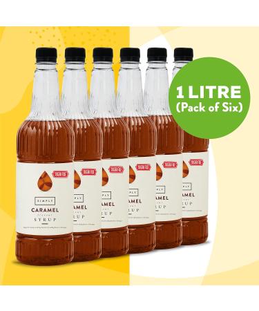 Simply Sugar Free Caramel Syrup Low Calorie Vegan & Nut Free Flavoured Syrup for Coffee Cocktails & Baking (1 Litre x 6) - Buy Online on GoSupps.com