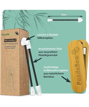 Buy Pandabaw Reusable Cotton Swabs - Extra Soft Silicone Q-tips for Makeup Removal & Ear Care - Eco-Friendly Black - Buy Online on GoSupps.com