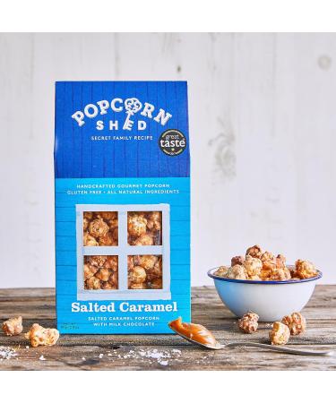 Popcorn Shed Salted Caramel Gourmet Popcorn - 80g Gift Box, Gluten-Free, Vegetarian Snack Blue Milk-Chocolate - Movie Night Essential - Buy Online on GoSupps.com