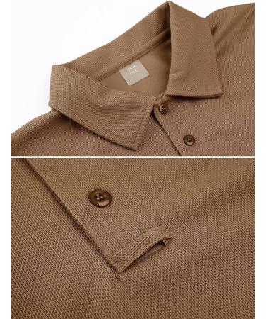 MAGCOMSEN Men's Long Sleeve Quick Dry Tactical Polo Shirt - Brown Large - Buy Online on GoSupps.com