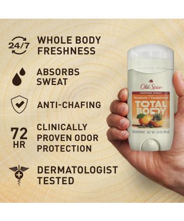 Old Spice Whole Body Deodorant for Men Total Body Deodorant Mandarin + Sandalwood Aluminum Free Deodorant Stick for 24/7 Freshness // Dermatologist Tested Whole Body Deodorant 3.0 oz - Buy Online on GoSupps.com