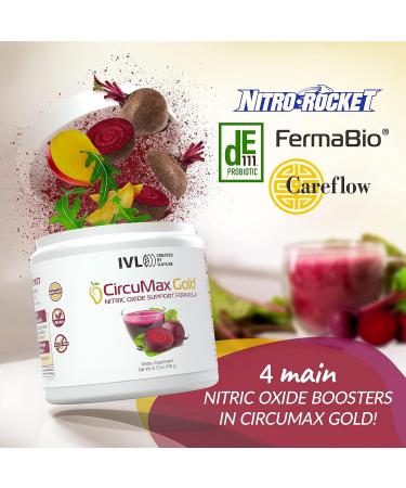 IVL CircuMax Gold Nitric Oxide Supplement - Organic Beetroot Powder & Careflow Mango - 30 Servings for Enhanced Workout Energy - Buy Online on GoSupps.com