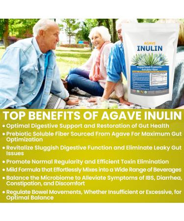 Organic Inulin Powder (48oz/3 lbs) Gentle Agave Prebiotic Soluble Fiber Supplement for Digestive Support Gut Health Vegan Baking Smoothies & Drinks 48 Ounce - Buy Online on GoSupps.com