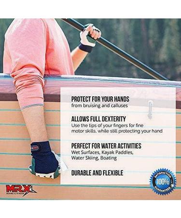 MRX Sailing Gloves for Men & Women - Paddle, Row, Fish & Ski with Comfort | Short Finger Kayaking Gloves in Blue, Grey & White - Large - Buy Online on GoSupps.com