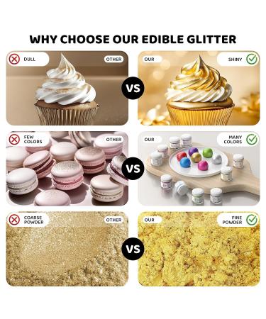Edible Glitter Set - Silver & White Powder for Drinks Cocktails Desserts | 2x4g Tasteless Glitter for Liqueurs & Champagne - Buy Online on GoSupps.com
