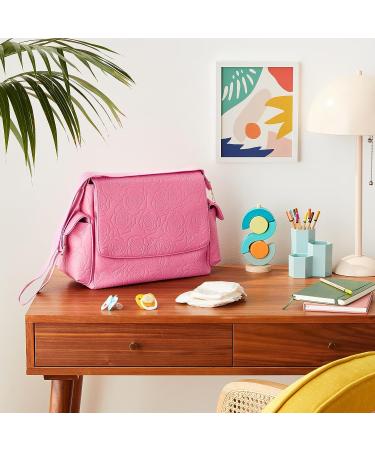 Leather Crossbody Baby Diaper Bag | Multifunctional Baby Bags for Moms & Dads | Bubble Gum Pink - Rose - Buy Online on GoSupps.com