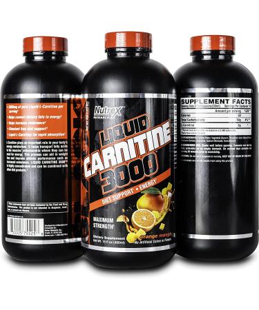 Nutrex Liquid Carnitine 3000 - Orange Mango, 16 fl oz | Boost Energy & Weight Loss - Buy Online on GoSupps.com