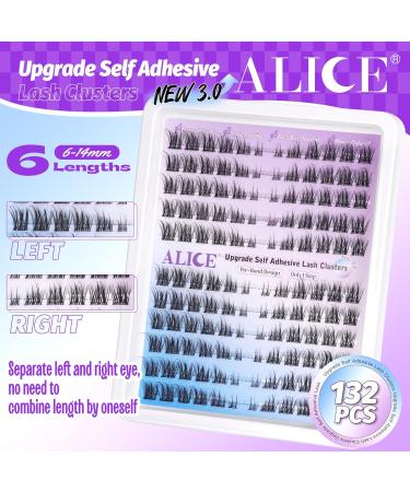 ALICE Self Adhesive Lash Clusters - Natural Reusable Eyelashes | No Glue Needed | 132pcs C Curl Press-On Lashes with Tweezers - DIY Lash Extensions - Buy Online on GoSupps.com