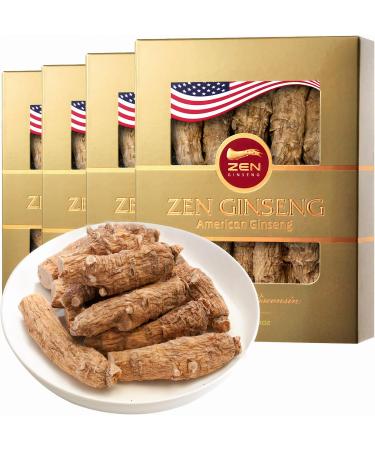 4 Boxes of Premium Large American Ginseng Root (4oz per Box) - Non-GMO Gluten Free Wisconsin Ginseng. Boosts Immunity Energy & Stamina for Man & Women 4 Ounce (Pack of 4)