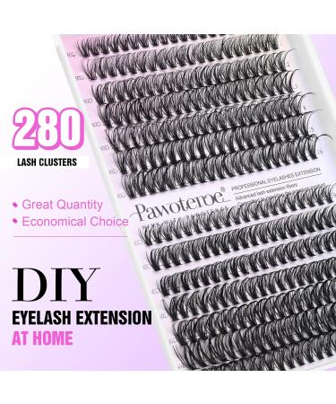Pawotence 280pcs D Curl Cluster Eyelashes 9-16mm Mix for Self Application - 30D & 40D Lash Extensions - Buy Online on GoSupps.com