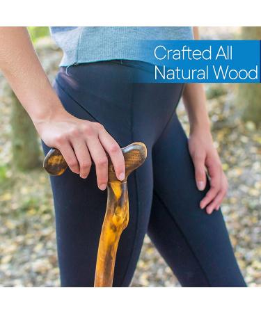 RMS 36-Inch Natural Wood Walking Stick - Handcrafted Offset Cane with Smooth Derby Handle - Buy Online on GoSupps.com