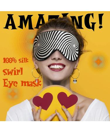 Townssilk 100% Silk Sleep Mask with Adjustable Strap | Super Soft Eye Mask | Ultimate Sleeping Aid and Blindfold | DizzyingLines-Black - Buy Online on GoSupps.com