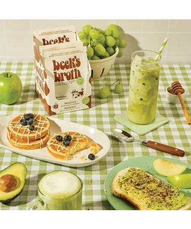 Beck's Broth Matcha Latte - Bone Broth Powder Sachets (5-Pack) | 15g of Protein Per Serving | All Natural Pasture Raised Beef Broth | Dairy Free Gluten Free | Organic Matcha Powder | Rich & Smooth - Buy Online on GoSupps.com