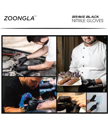ZOONGLA Black Nitrile Disposable Gloves - Extra Strength Odour-Free Latex-Free & Powder-Free Chemical Resistant. Gants Large Black - Buy Online on GoSupps.com