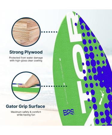 BPS New Zealand 'Gator' Skimboards | Wooden Skim Board for Kids and Adults | Colored EVA Grip Pad | High Gloss Clear Coat | 3 Sizes Available | Green 40 Inch - Buy Online on GoSupps.com