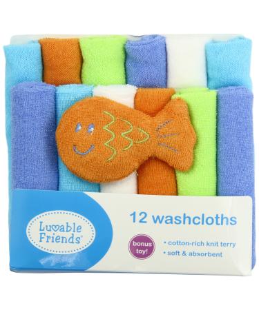 Luvable Friends Unisex Baby Cotton Rich Washcloths, Blue Solid, One Size Blue Solid One Size