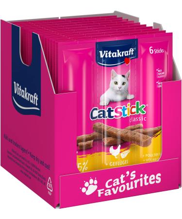 Vita power cat stick classic cat snack meaty mini sticks with poultry and liver in storage size without adding sugar and grain (10x 6 pieces) poultry + liver 36 g (10 pack) - Buy Online on GoSupps.com