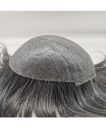 Real Hair Toupet for Men - YanaHair 0.04-0.06mm V-Loop PU Thin Skin Hair System | European Real Hair Wig - Black & Gray (10x8) - Buy Online on GoSupps.com