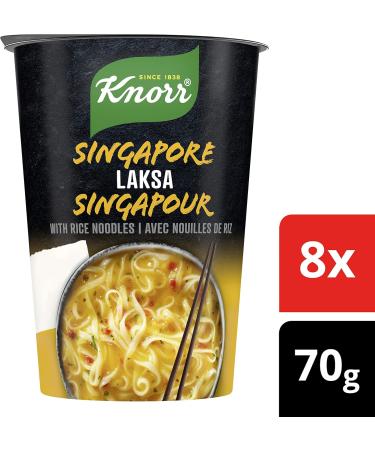 Knorr Rice Noodle Cup for a Light Soup Meal or Snack Ready in 5 mins Singapore Laksa Low Fat Vegetarian and no Artificial Flavours 70 g ( 8 Count ) - Buy Online on GoSupps.com