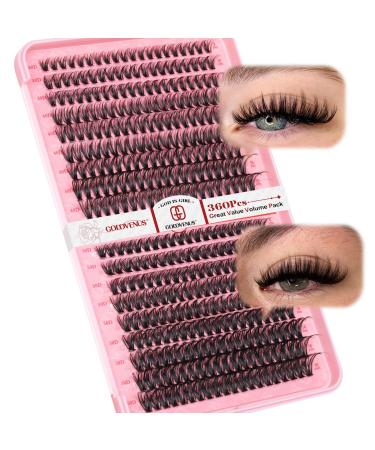 Goddvenus 360pcs Individual Eyelashes Cluster Lashes Wispy Lashes Individual Cluster 40D+50D Lash Clusters 8-16mm Eyelash Clusters Natural Eyelashes Individual Russian D Curl Lash Extensions C-40D+50D