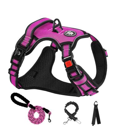 Nestroad dog harness Large dogs leash rose red size L for dogs Large with neck circumference 38 48cm breast circumference 48 74cm contain breast linen dog leash and dog seat belt car l neck 38-48cm breast 48-74cm rose red