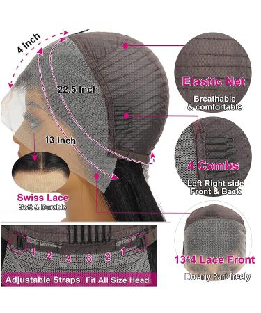 22 Inch Brazilian Virgin Straight Lace Front Wig 13x4 HD 180% Density - Glueless, Pre Plucked for Black Women - Buy Online on GoSupps.com