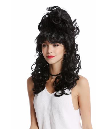 Wig Me Up GF-W2418-1B | Women's 60s Retro Baroque Beehive Updo Wig | 50 cm Long Black Ponytail - Buy Online on GoSupps.com
