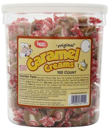 Goetze's Caramel Creams Candy Tub, 100 Count 100 Count (Pack of 1)