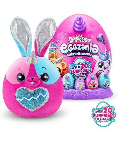 Rainbocorns Eggzania Surprise Mania Whipper the Bunny - 28 cm Collectible Plush with Over 20 Surprises - Rings, Bracelets, Stickers & Wearable Accessories Included - Buy Online on GoSupps.com