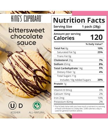 King's Cupboard Bittersweet Chocolate Sauce - Gluten-Free Kosher Hot Fudge Topping for Ice Cream Desserts Baking & Fondue - 10 oz - Buy Online on GoSupps.com
