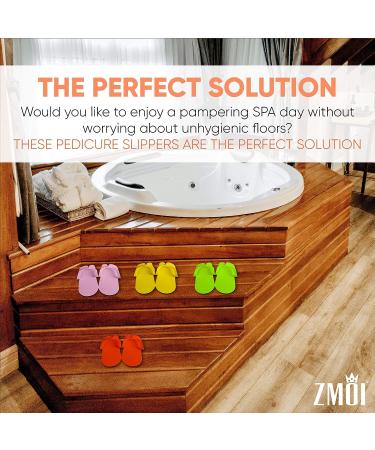 ZMOI Pedicure Slippers - 12 Pairs of Disposable Anti-Slip Flip Flops - One Size Fits All - Comfortable & Safe - 4 Colors - Ideal for Spa & Nail Salon - Buy Online on GoSupps.com
