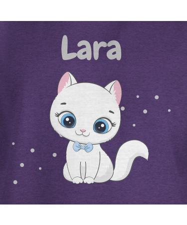 Personalized Cat T-Shirt for Girls - Cute Cat Motif - Shirtracer Gift - Purple Mottled - Buy Online on GoSupps.com