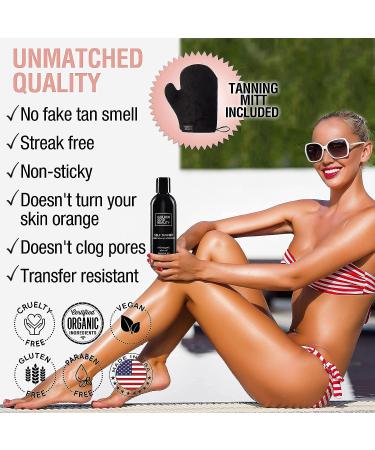 Organic Face Tanner Serum & Self Tanning Lotion Set with Mitt - Best Selling Self Tanners for Natural Sunkissed Glow - Buy Online on GoSupps.com