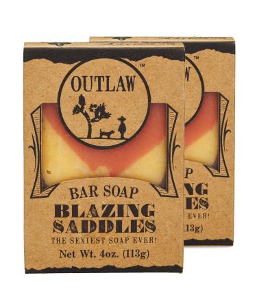 Blazing Saddles Handmade Leather-Scented Soap - The Sexiest Soap Ever - Western Leather Gunpowder Sandalwood and Sagebrush - Men's or Women's Bar Soap - 2 Pack - Outlaw