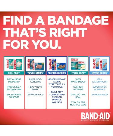 Band-Aid Adhesive Bandages for Cuts and Scrapes Skin-Flex Assorted Sizes Value Pack Small Regular Large 60 Bandages - Buy Online on GoSupps.com