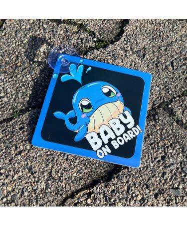 2 Pcs Little Ducklings Baby on Board Car Warning Sticker with Suction Cups - Whale Design - Buy Online on GoSupps.com