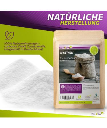 Vita2you Natron Powder 2000g - Premium Baking Powder | Food Grade Sodium Bicarbonate | Buy 2kg Backsoda Online - Buy Online on GoSupps.com