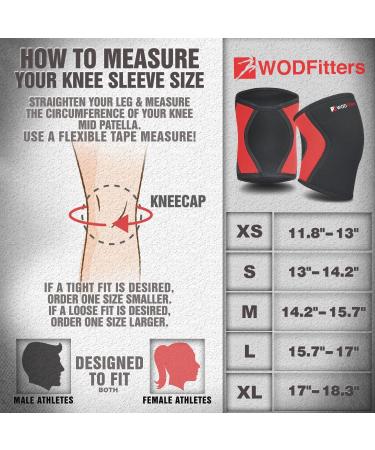 WODFitters Compression Knee Sleeves - 5mm Neoprene Athletic Brace for Weightlifting Arthritis ACL Support - Pain Relief & Recovery - Black/Red Extra Small - Buy Online on GoSupps.com