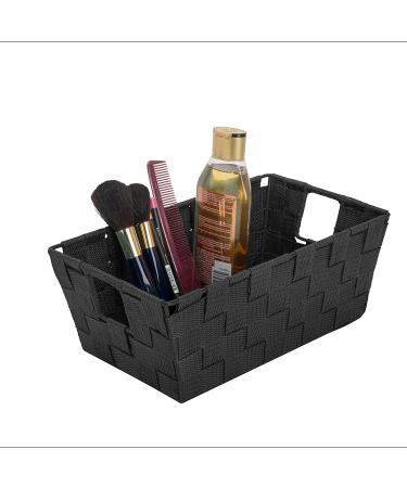 Simplify Woven Decorative Basket Storage Shelf Tote - Ideal for Organizing Accessories, Drawers, Shelves, Diaper Stations, Toys & More - Small Shelf in Black (1 Pack) - Buy Online on GoSupps.com